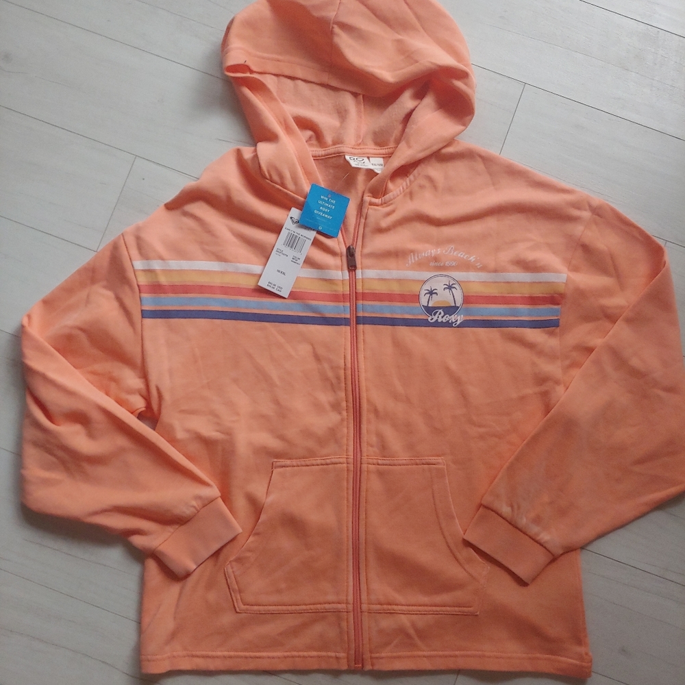 ROXY NEW Full Zip Up Hoodie Jacket Papaya Punch